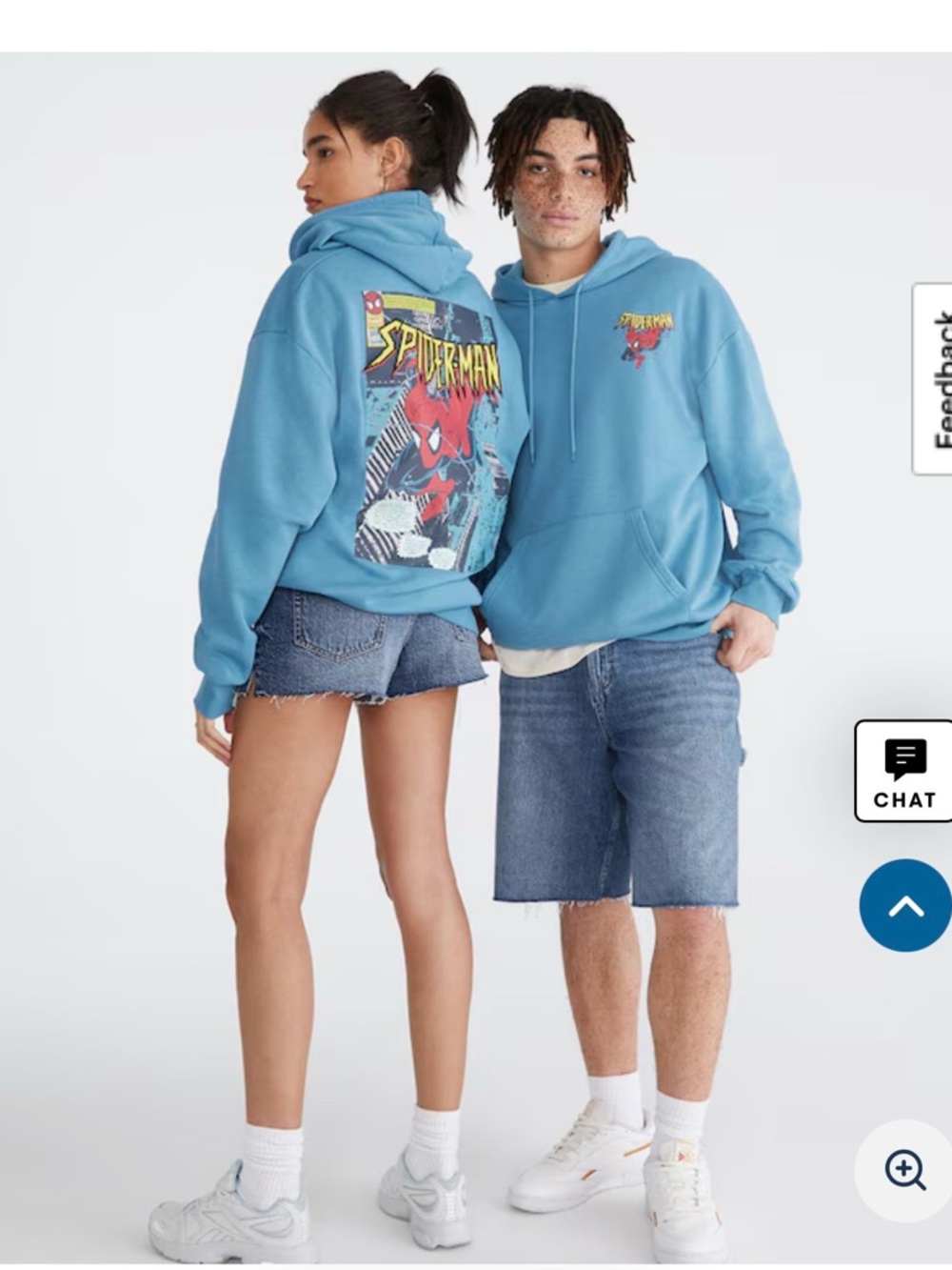 Aeropostale Unisex Light Blue Spider-Man Graphic Hoodie